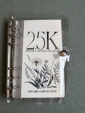 25K Monthly Savings Challenge Cash Stuffer - Clear Vinyl Cover